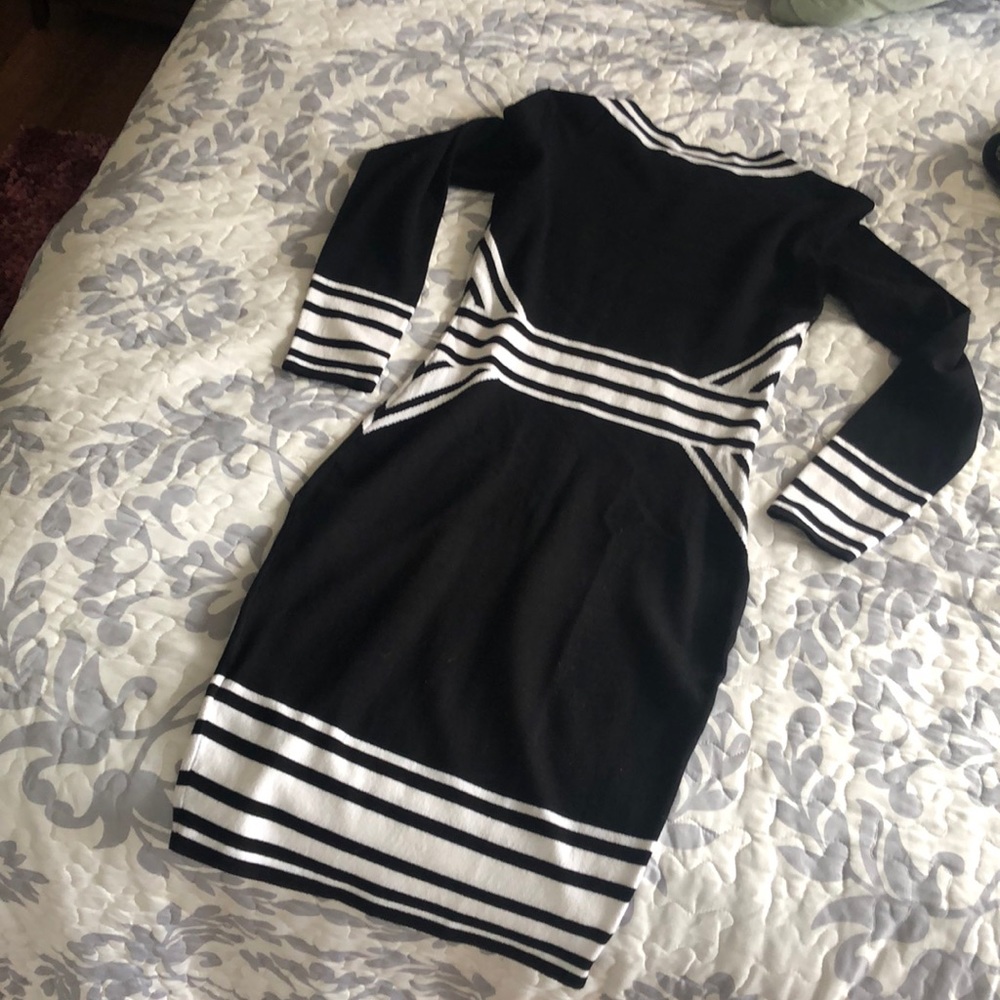 Black and White Sweater Midi Dress